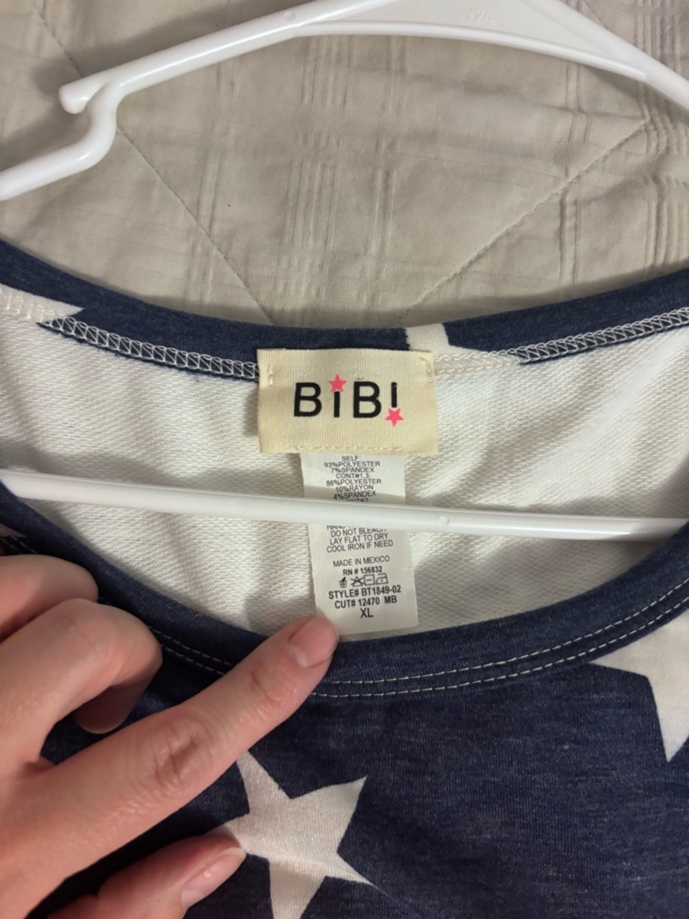 BiBi Red, White & Navy Star Gingham Short Sleeve Top - Picture 2 of 2